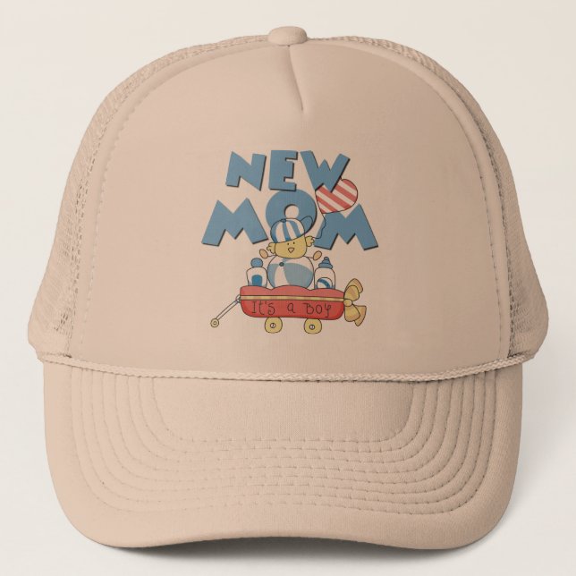 New Mom It's a Boy Tshirts and Gifts Trucker Hat (Front)