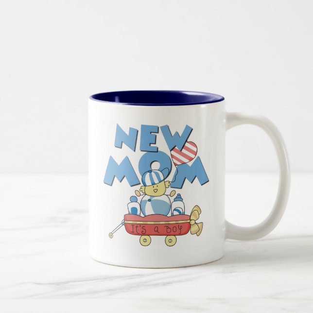 New Mom It's a Boy Tshirts and Gifts Two-Tone Coffee Mug (Right)
