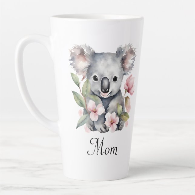 New Mom Koala Bear Floral  Latte Mug (Left)