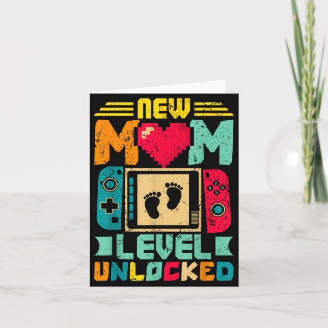 New Mom Level Unlocked Gamer Valentine's  Card (Front)