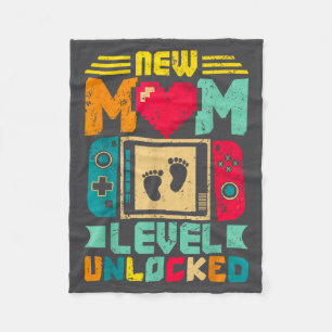 New Mom Level Unlocked Gamer Valentine's Fleece Blanket