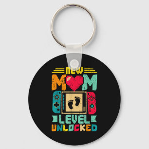 New Mom Level Unlocked Gamer Valentine's  Keychain