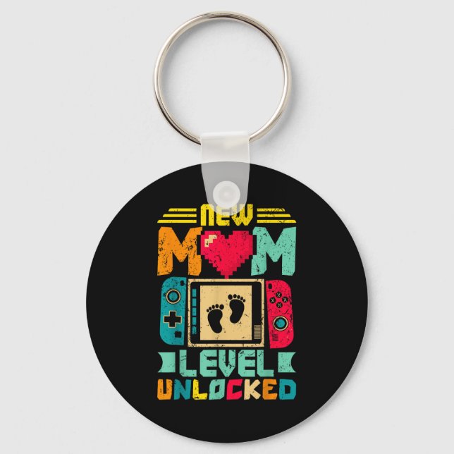 New Mom Level Unlocked Gamer Valentine's  Keychain (Front)