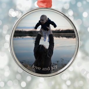New Mom Love and Joy Photo Christmas Metal Ornamen Ornament