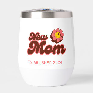 New Mom, retro pink flower custom year