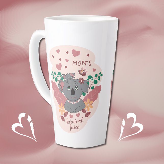 New Mom Survival Juice Cute Koala Latte Mug  (Creator Uploaded)