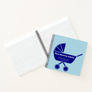 New Mommy Advice Light Blue Boy Baby Shower Notebook