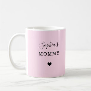 New Mommy - Child's Name with Simple Heart Coffee Mug