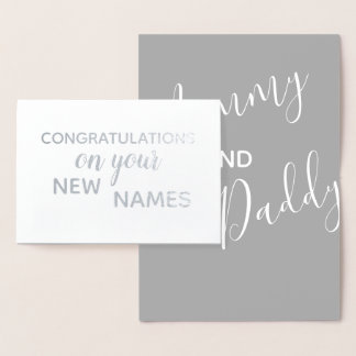 New Mommy & Daddy Congratulations Elegant Brush Foil Card