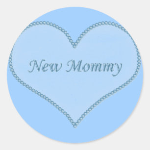 New Mommy Stickers, Blue Classic Round Sticker