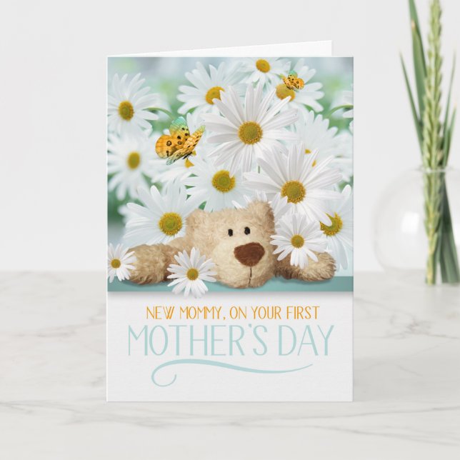 New Mommy Teddy Bear 1st Mother's Day Holiday Card (Front)