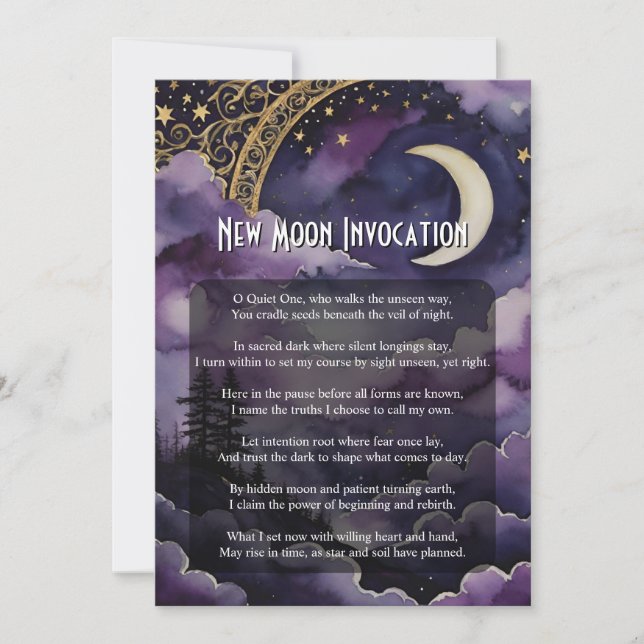 New Moon Invocation Pagan Prayer Ritual Card (Front)
