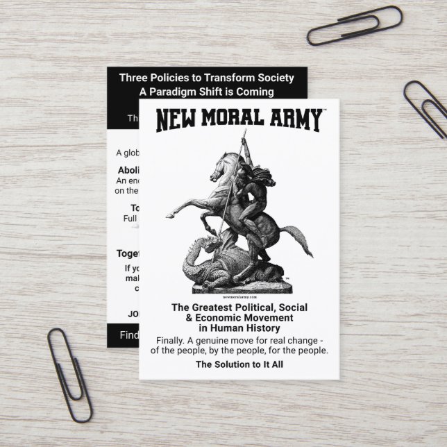 New Moral Army™ Information Cards (100) (Front/Back In Situ)