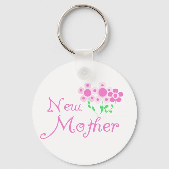 New Mother Pink Flowers T-shirts and Gifts Keychain (Front)