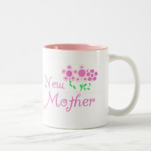 New Mother Pink Flowers T-shirts and Gifts Two-Tone Coffee Mug