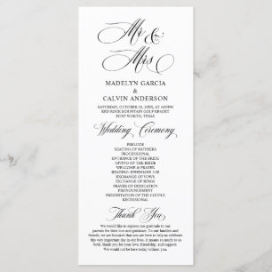 New Mr and Mrs, Classy Wedding Ceremony Program