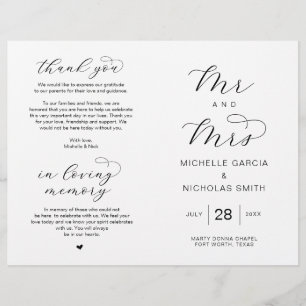 New Mr and Mrs, Foldable Wedding Programs