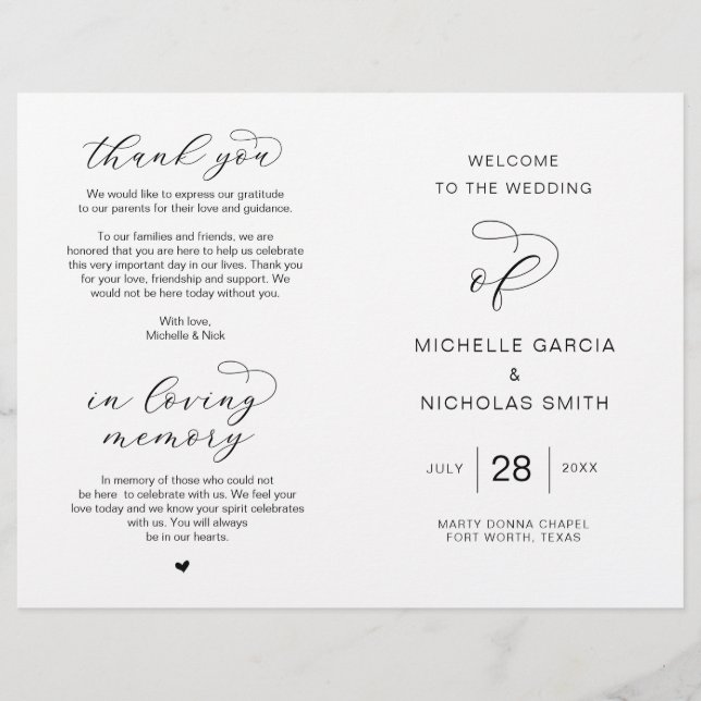 New Mr and Mrs, Foldable Wedding Programs (Front)