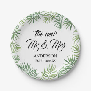 New Mr & Mrs  Foliage Wedding Party Paper Napkins Plate