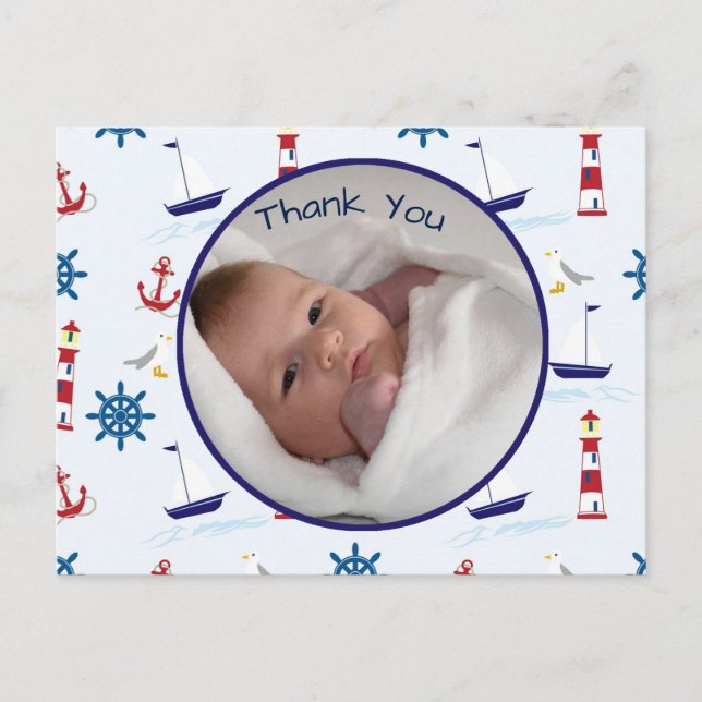 New Nautical baby boy announcement (Front)