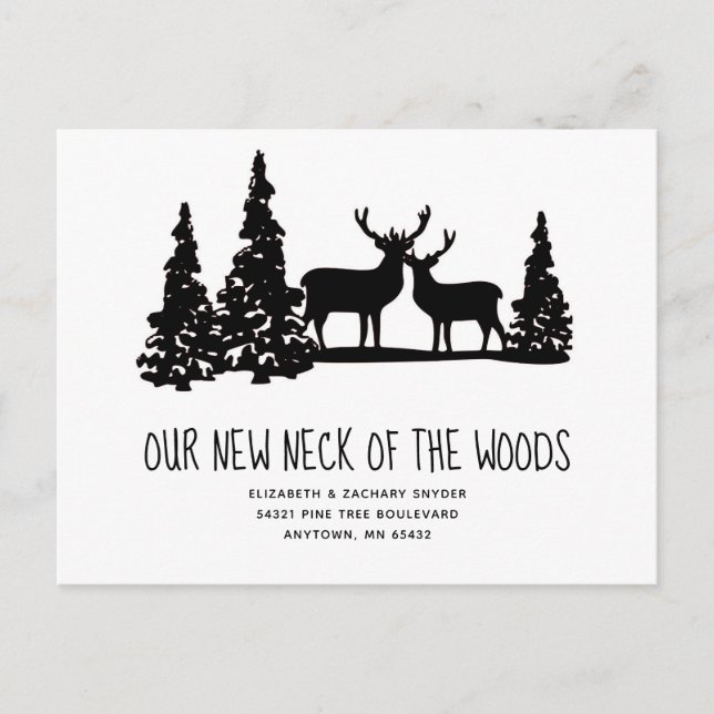 New Neck of the Woods Rustic Deer Trees Moving Postcard (Front)