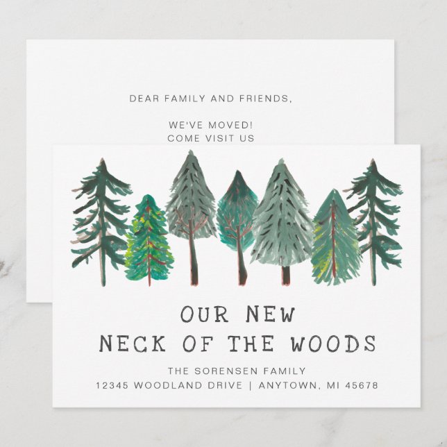 New Neck of the Woods Rustic Moving Announcement (Front/Back)