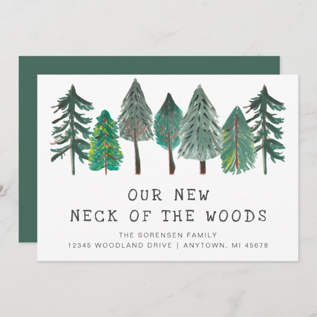 New Neck of the Woods Rustic Moving Announcement (Front/Back)