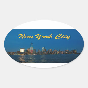 New night lights of New York City USA Oval Sticker