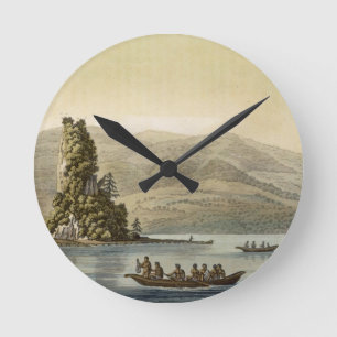 New Norfolk near Vancouver (colour engraving) Round Clock