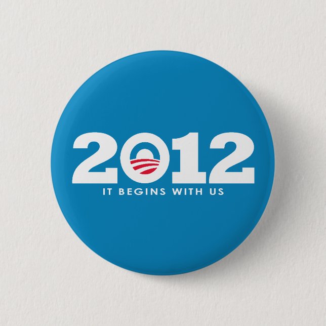 New Obama 2012 Logo 2 Inch Round Button (Front)