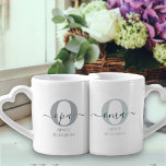 New Oma and Opa Monogram Grey Green Grandparents Coffee Mug Set<br><div class="desc">Family monogram mug set for new oma and opa (or established) which you can personalize with the date they became first time grandparents. This design has elegant handwritten script, modern typography and a subtle colour palette of two-tone grey and two-tone green. The mugs have the monogram initial O with the...</div>