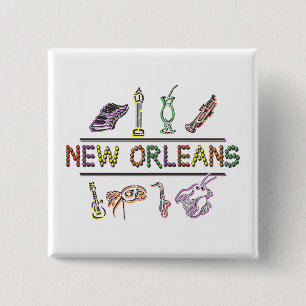 New Orleans 2 Inch Square Button