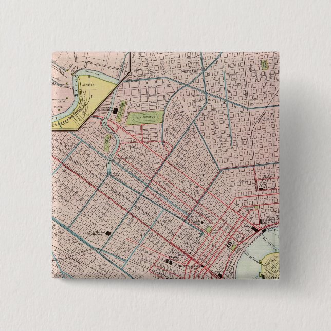 New Orleans 2 Inch Square Button (Front)