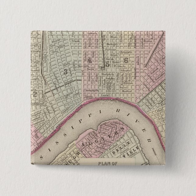 New Orleans 3 2 Inch Square Button (Front)