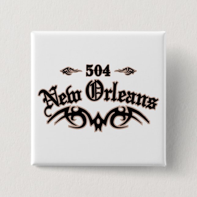 New Orleans 504 2 Inch Square Button (Front)
