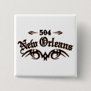 New Orleans 504 2 Inch Square Button