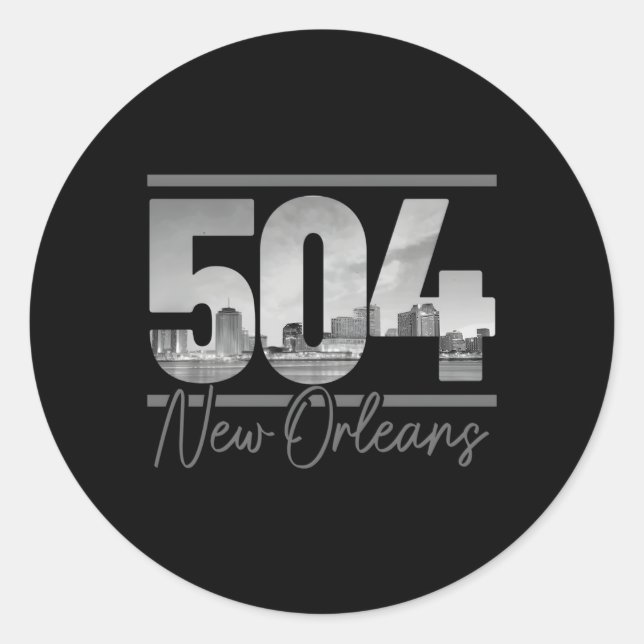 New Orleans 504 Area Code Skyline Louisiana Classic Round Sticker (Front)