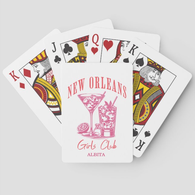 new orleans bachelorette pink cocktail playing cards (Back)
