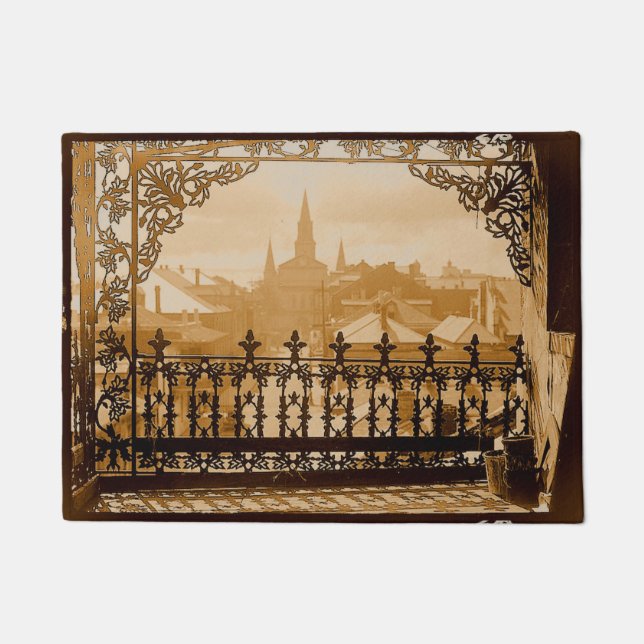 New Orleans Balcony Vintage Image Doormat (Front)