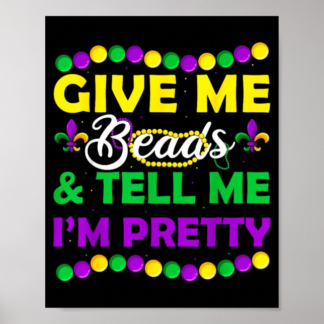 New Orleans Beads Mardi Gras Party Apparel Funny W Poster (Front)