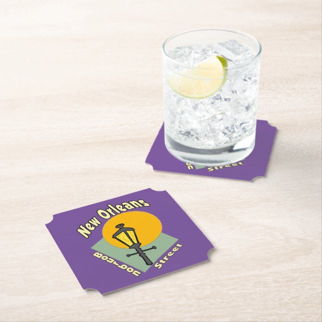 New Orleans Bourbon St. Designs Paper Coaster (Insitu)