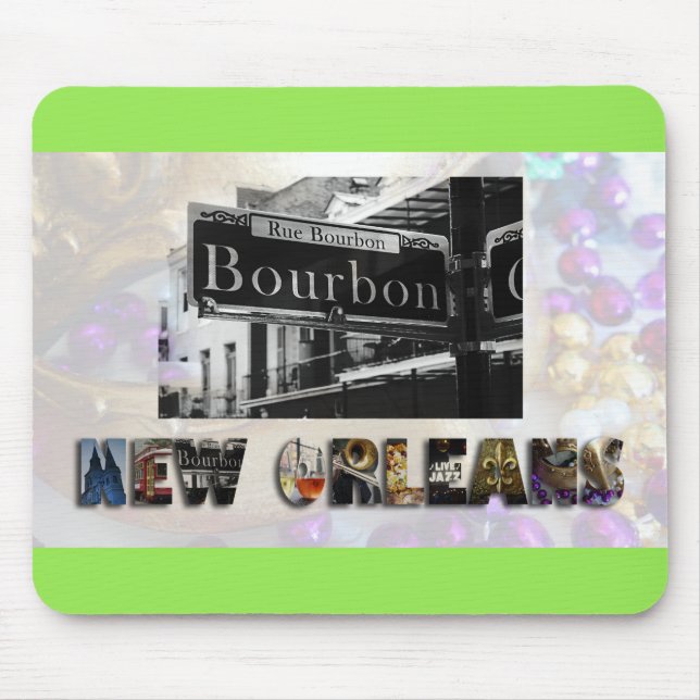 New Orleans Bourbon Street Beads NOLA Mouse Pad (Front)