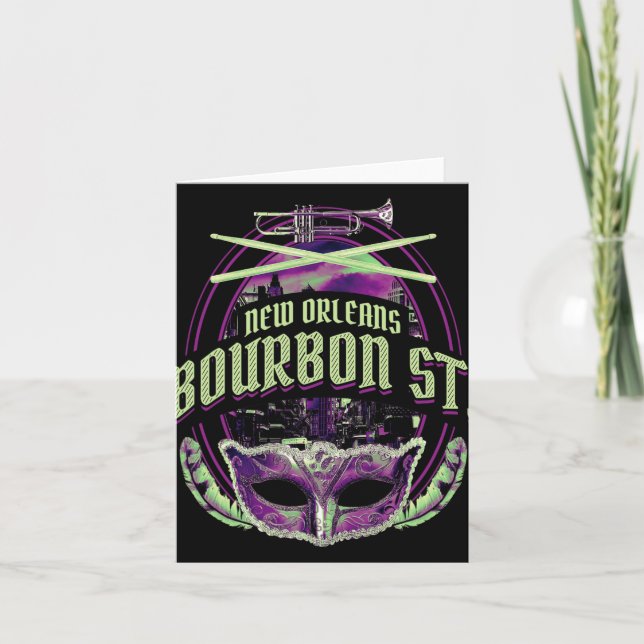 New Orleans Bourbon Street Mardi Gras French Quart Card (Front)