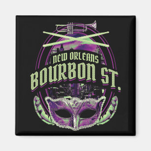 New Orleans Bourbon Street Mardi Gras French Quart Magnet