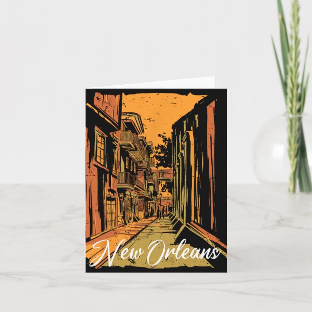 New Orleans Bourbon Street Souvenir French Quarter Card (Front)