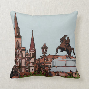 New Orleans Cathedral, Jackson Square Throw Pillow