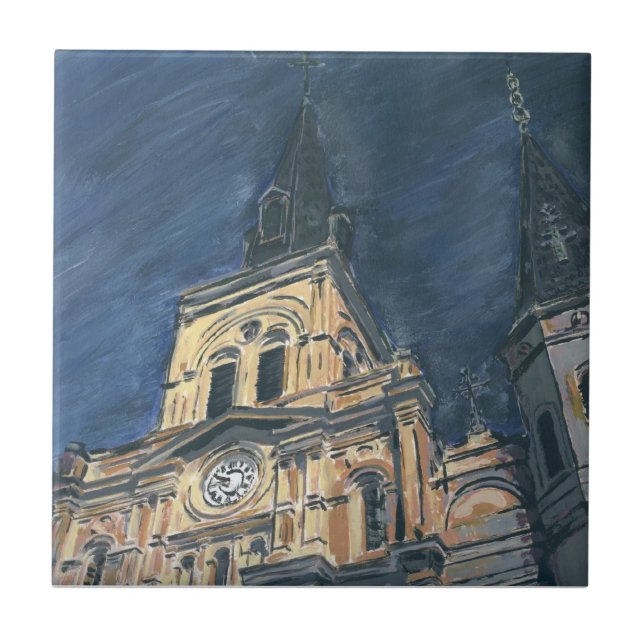 New Orleans Cathedral Night Tile (Front)