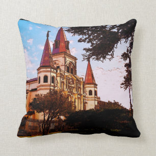 New Orleans Cathedral Old Look Throw Pillow