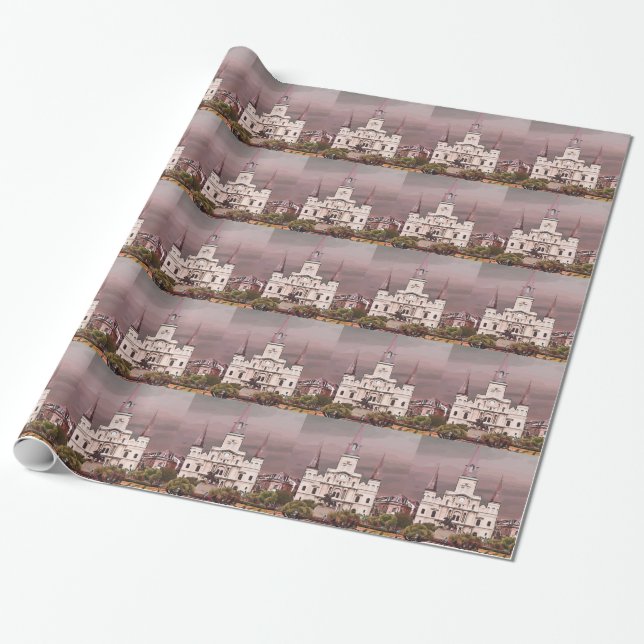 New Orleans Cathedral Wrapping Paper (Unrolled)
