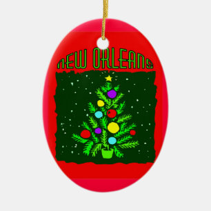 New Orleans Christmas Tree Ceramic Ornament